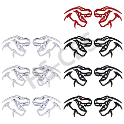 2Pcs Metal Hollow Style Tyrannosaurus Rex Totem Badge Dinosaur Head Emblem Stickers For TRX Dodge Jeep Ford Raptor Accessories