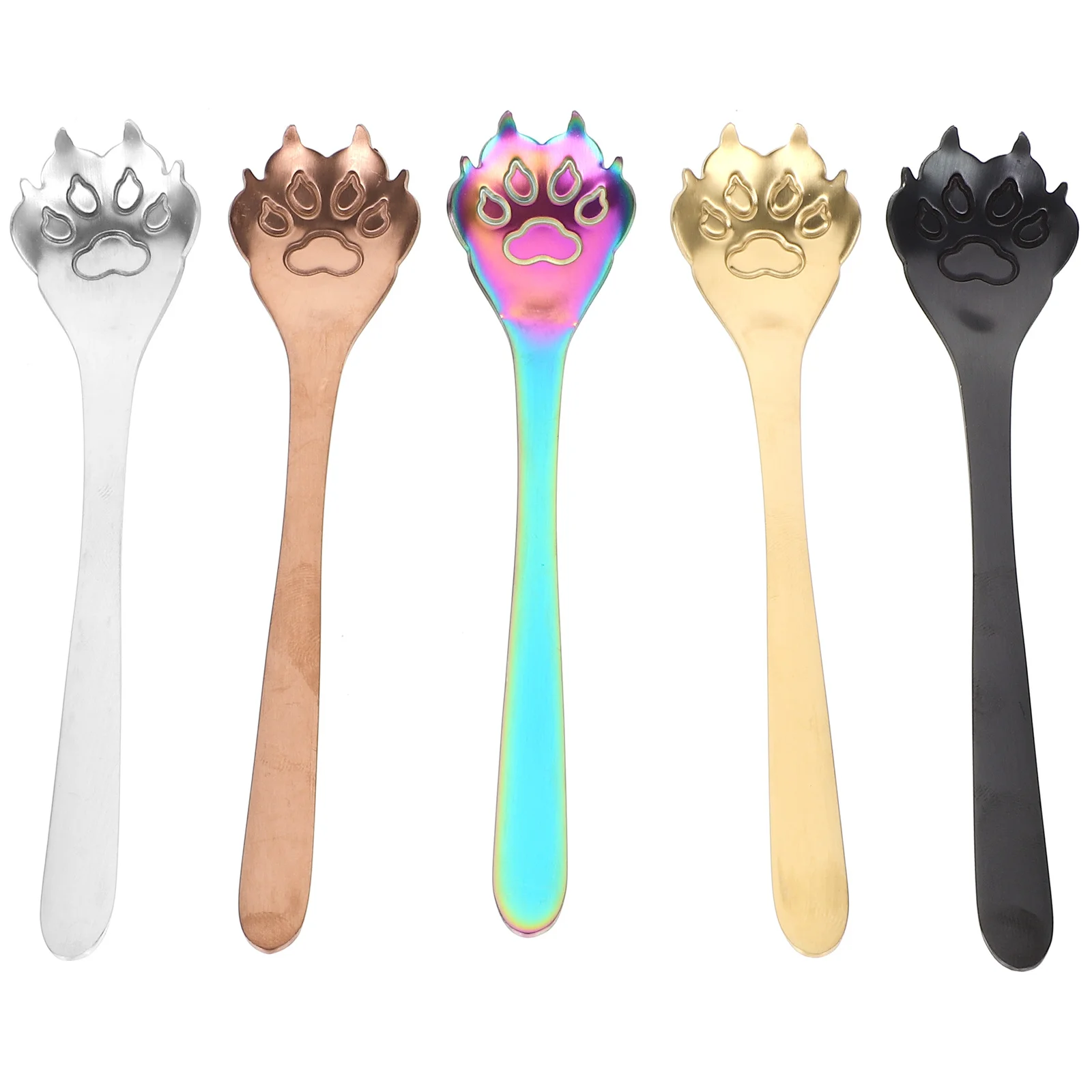 

5Pcs Stainless Steel Coffee Spoon Set Anti-Rust Creative Dessert Spoon Tableware Scoop for Home Restaurant