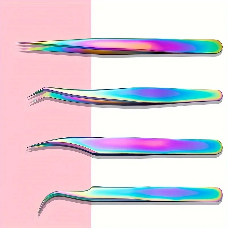 Precision Stainless Steel Eyelash Tweezers for Eyelash Extensions Nail Stickers And Rhinestones Straight Curved And Pointed