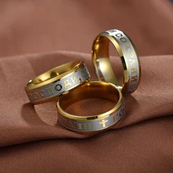 Letdiffery Religious Christian Midi Ring Stainless Steel Russian Jesus Cross GOD SAVE US Amulet Ring for Men Punk Jewelry