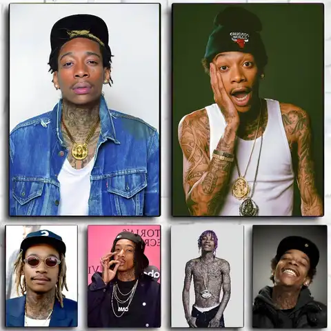 1PC Singer Wiz Khalifa Poster Self-adhesive Art Waterproof Paper Sticker Coffee House Bar Room Wall Decor