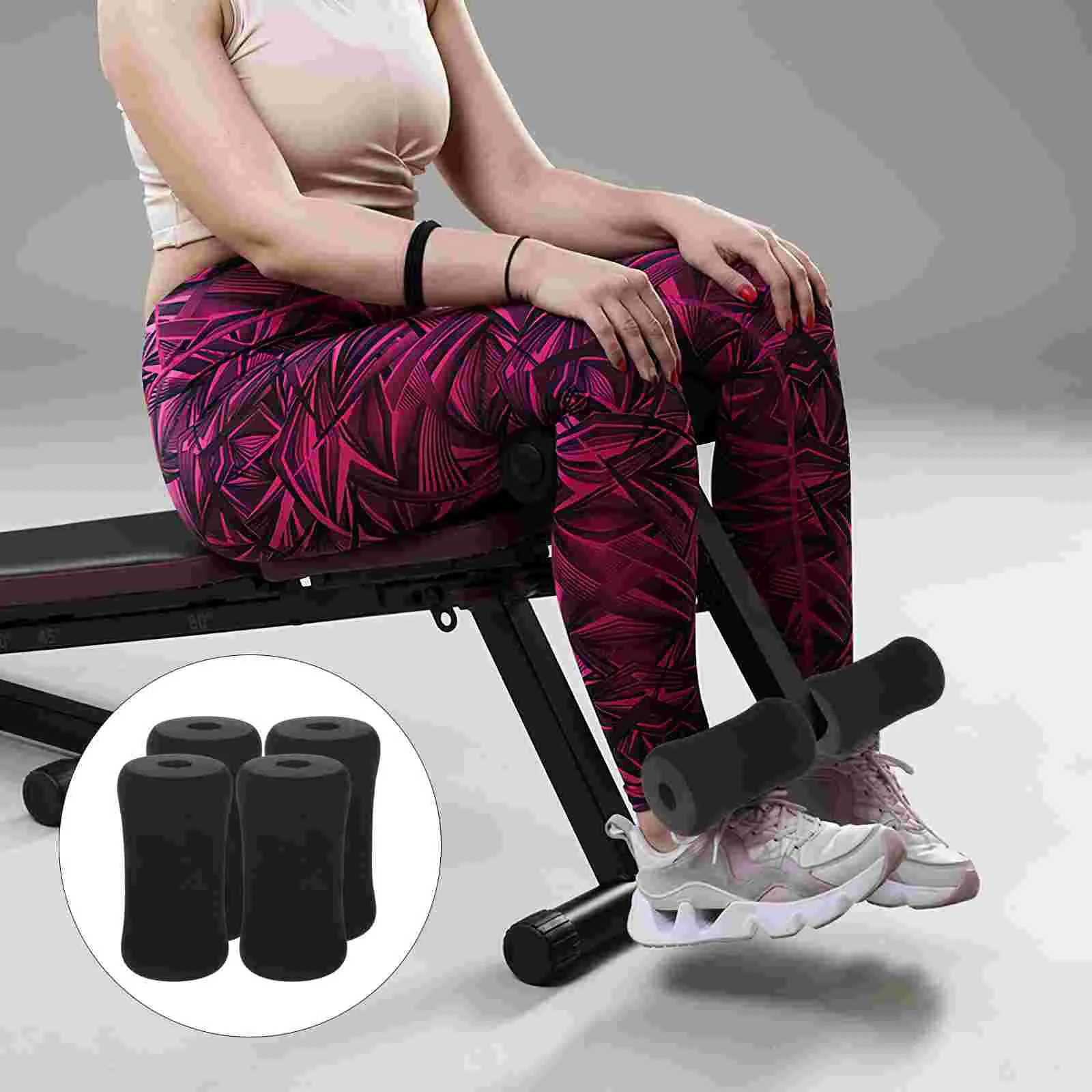 4 Pcs Foot Pad Roller Sleeve Foam Pads Rollers Fitness Scroll Wheel Replacement for Leg Extension Ab Training Machine