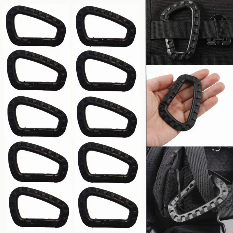 5 pçs mosquetão tático mosquetão clipe de plástico cadete caminhadas acampamento gancho rápido webbing grimlock bloqueio mochila fivela