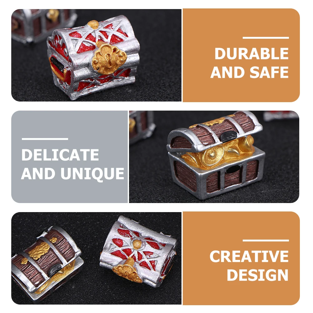 5Pcs Fish Tank Treasure Chest Decor Resin Craft Adornment Natural Flavor Small Lightweight Design Treasure Box Decor