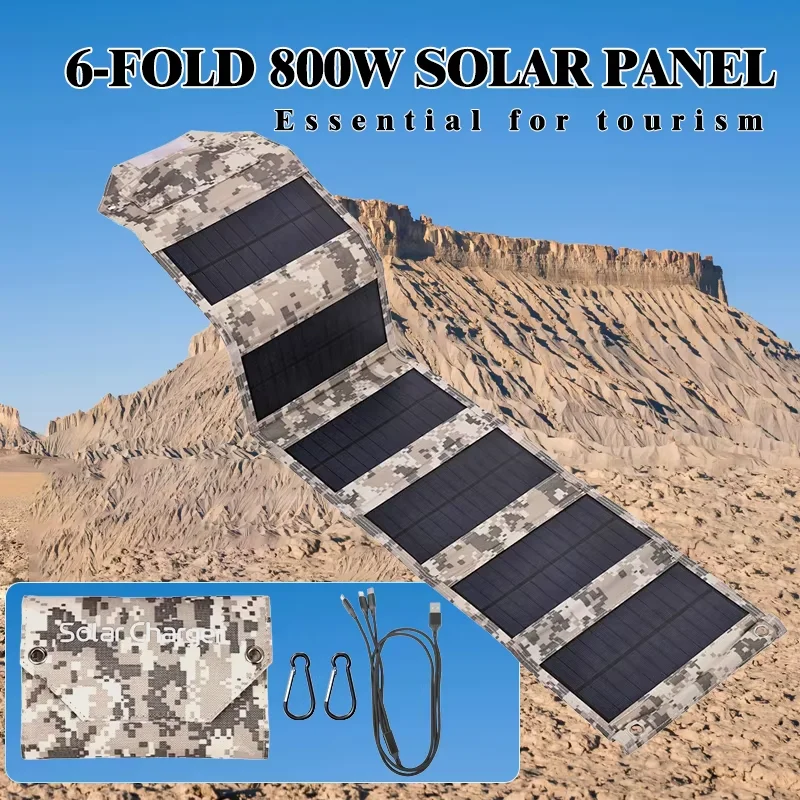 500W 600W 800W Folding Solar Panel 5V USB - Portable Lightweight High-Efficiency Power Supply for Camping Hiking RV Off-Grid