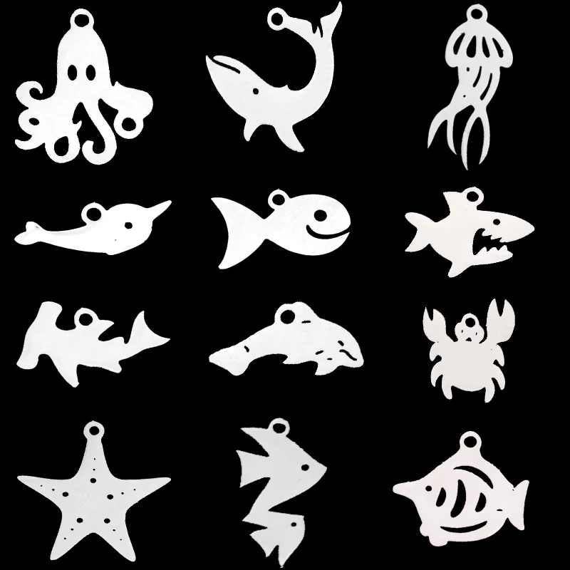 3pcs Mini Sea Animal Fish Shark Whale Dolphin Crab Stainless Steel Pendant for Jewelry Making Bracelets Earrings diy Accessories