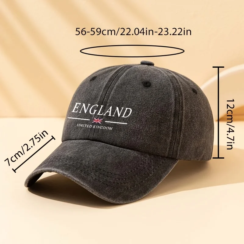 England United Kingdom Flag Denim Baseball Cap Washed Cotton Casual Adjustable Adult Hat