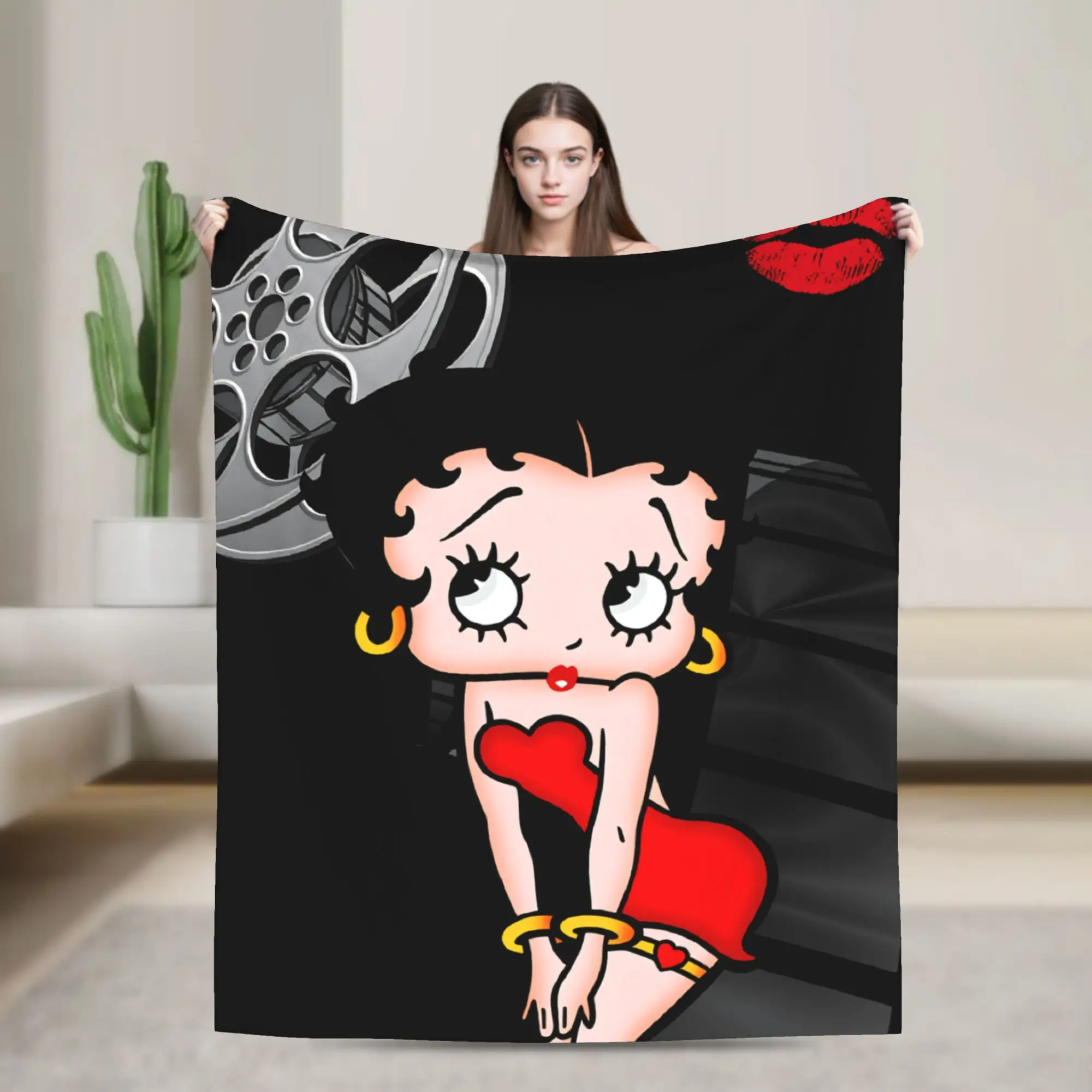 Warm Blanket Airplane Travel B-Bettys Boops Bedding Throws  Flannel Bedspread For Home Decor Graphic Sofa Bed Cover