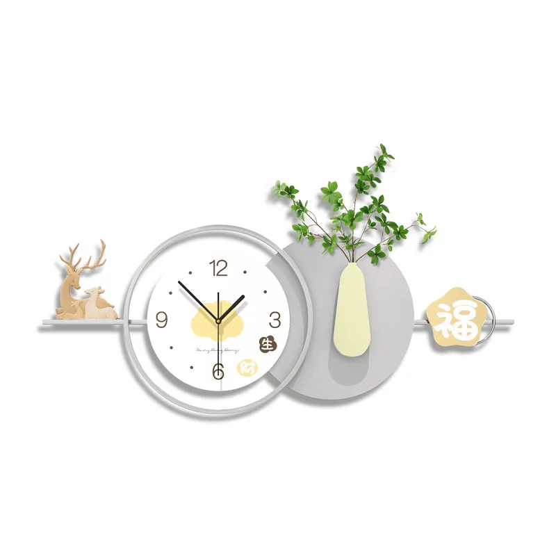 

Wall clock living room advanced sense modern simple home dining room decoration clock non-punching large silent clock wall hangi