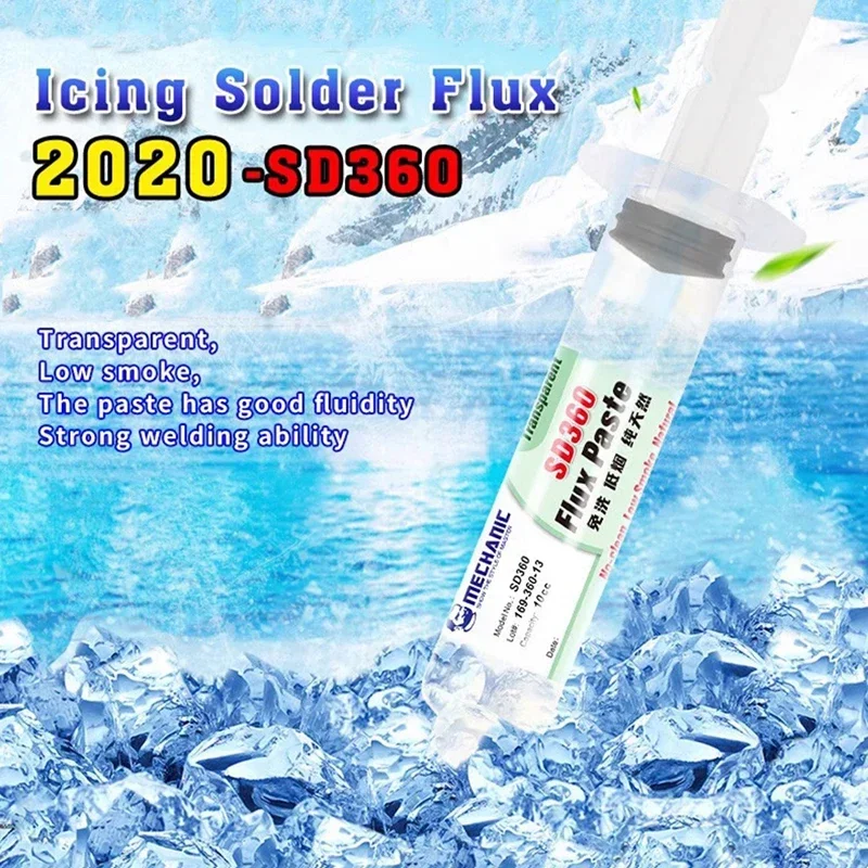 MECHANIC SD360 Lead-Free Flux Solder Paste Transparent No-Clean Syringe Welding Grease for BGA Soldering Station Repair Tools