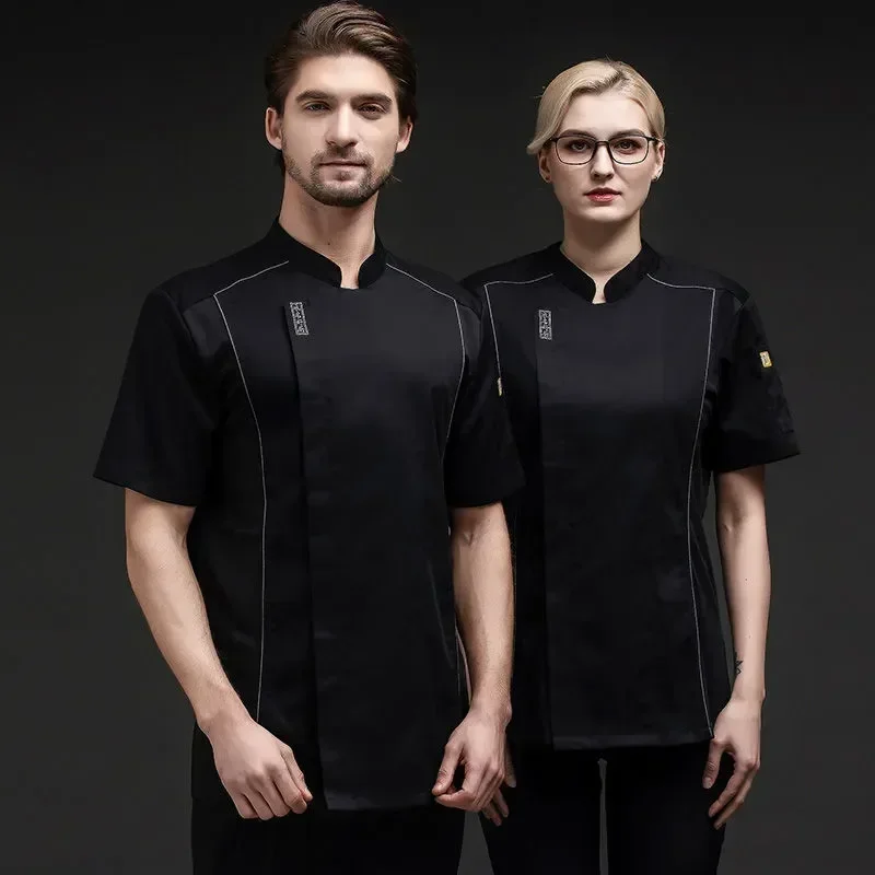 2022 Jassen En Mannen Vrouwen Korte Catering Knopen Tops Werk Koken Hotel Unisex Dubbele Chef-Kok Uniform