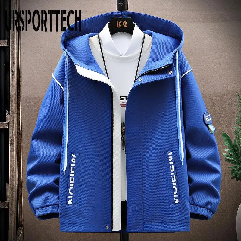 

Spring Autumn New Men's Hooded Jacket Breathable Outwear Male Coat Solid Color Streetwear Comfortable Man Clothing Plus Size 4XL