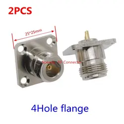 2PCS L16 N Type Female Jack 4Hole Flange Connector N Female Socket Mount Soldering Welding Chassis Panel Fast Delivery Copper RF