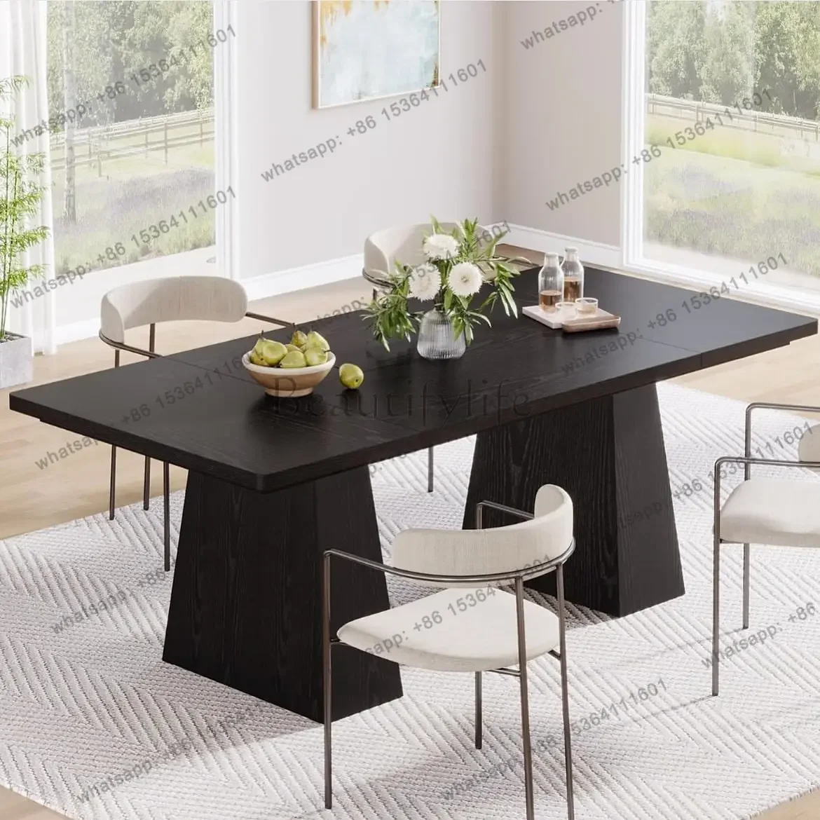 

D25Nordic light luxury solid wood dining table modern household small apartment eating table ideas