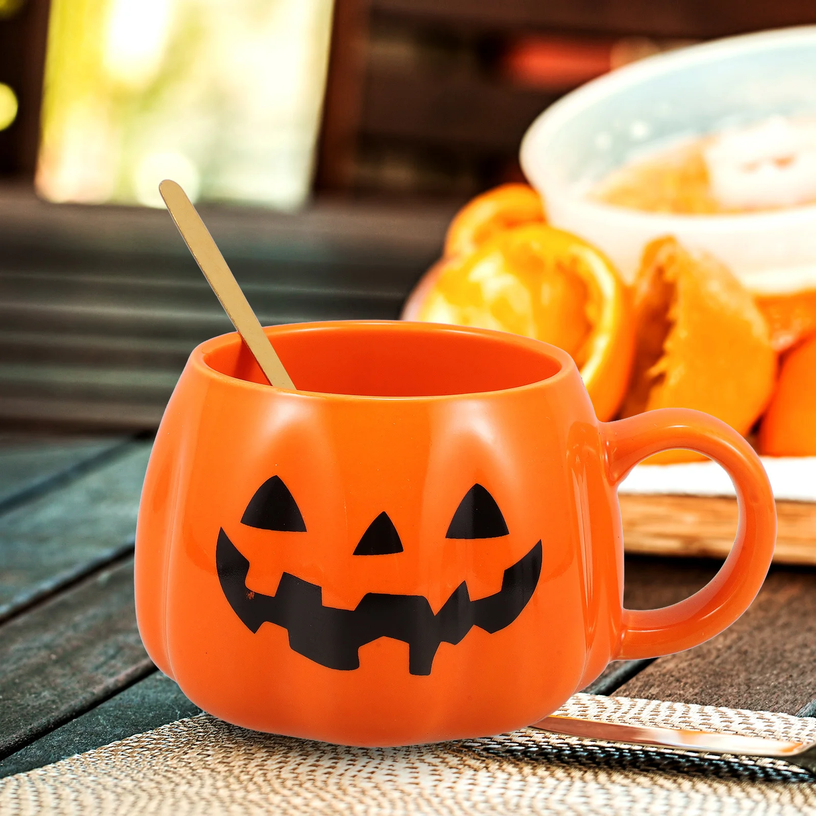 

1Set Ceramic Pumpkin Mug Lovely Face Design Coffee Cup for Home Kitchen Cafe Restaurant Daily Use Halloween Themed Gift