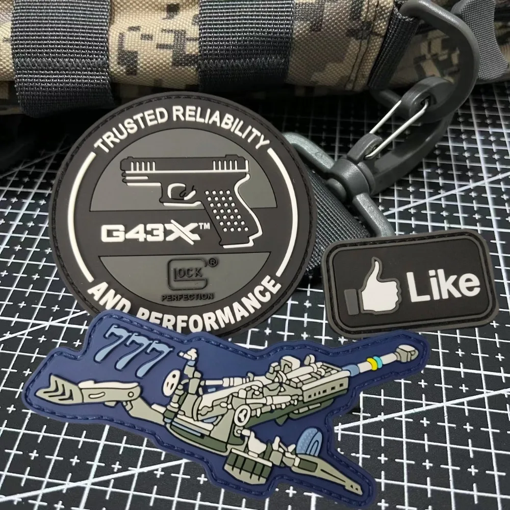 G43X Q Version Pistol Quality 3D Soft Rubber PVC Patch Military Fans Tactical Silicone Helmet Sticker Outdoor Backpack Appliques