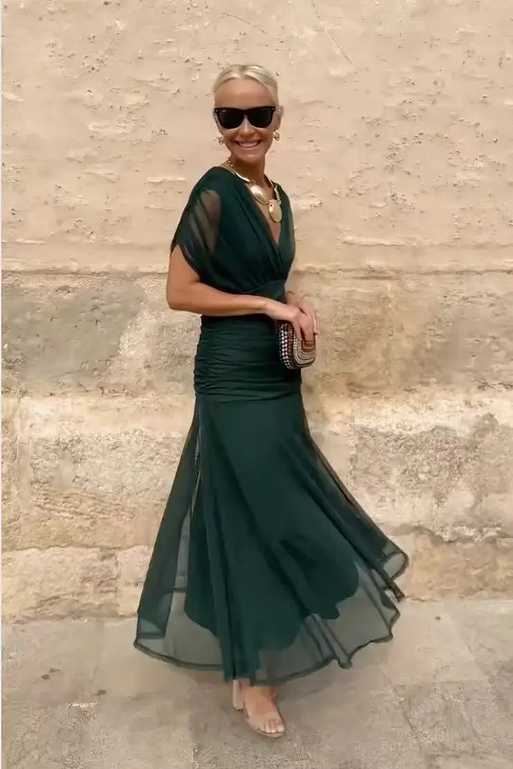 1 2026 Europäisch-Amerikanisches Frühling-Sommer Neues Netz-Print-Trägerkleid Ins Urlaub Party Maxikleid – Detail 9