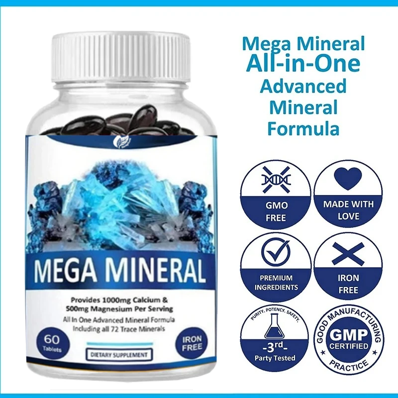 Super Mineral Supplement - Calcium, Magnesium, Zinc, Potassium, Boron, Selenium, Chromium, and 72 Trace Minerals