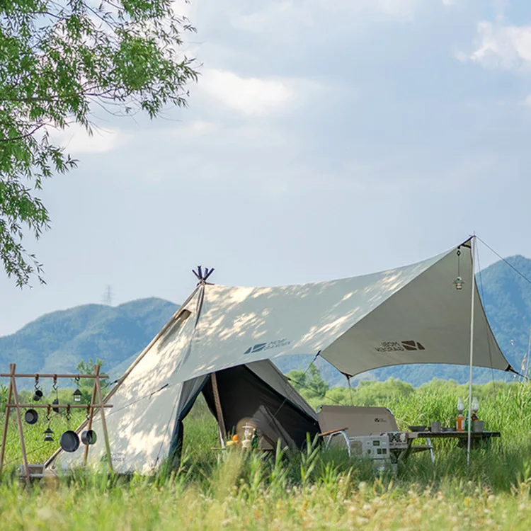 

Camping Indian Pyramid Tent Outdoor Folding Portable 3-4 People Space Sun Protection and Rain Protection