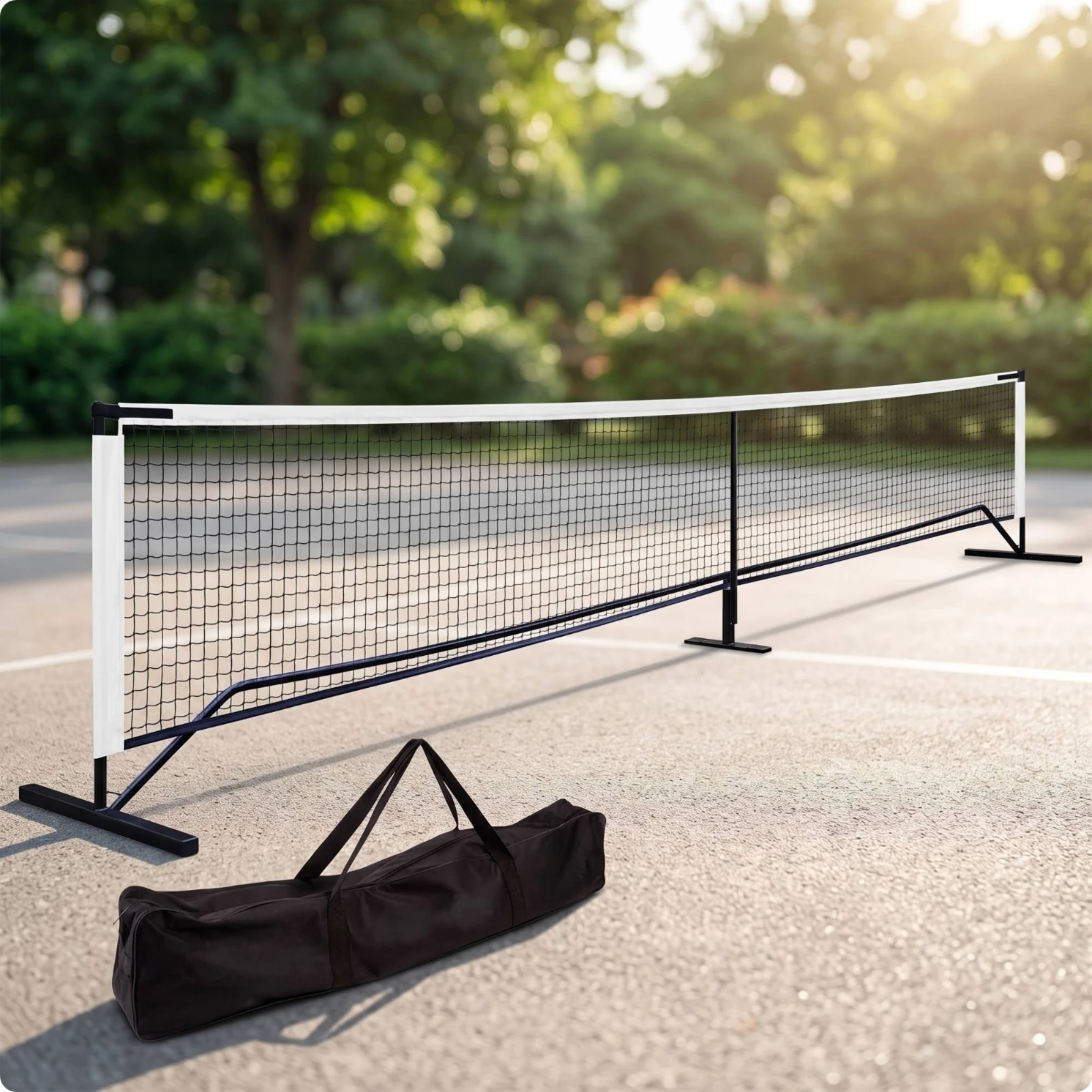 Pickleball Net System with Wheels Reinforced Pickleball Net with Wheels Weather-Resistant Heavy-Duty for Coaches, Driveway