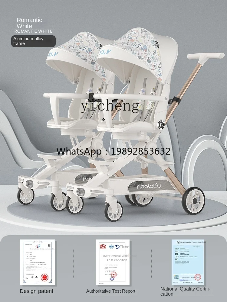 ZZ Twin Poussette bébé légère pliable assise et couchée Double Twin détachable