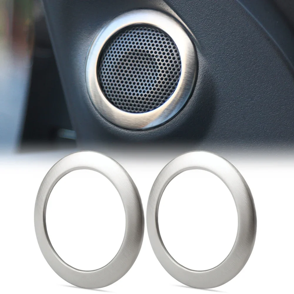 2PCS stainless steel For MITSUBISHI outlander ASX 2013 2014 2015 interior audio speaker decoration trim cover ring