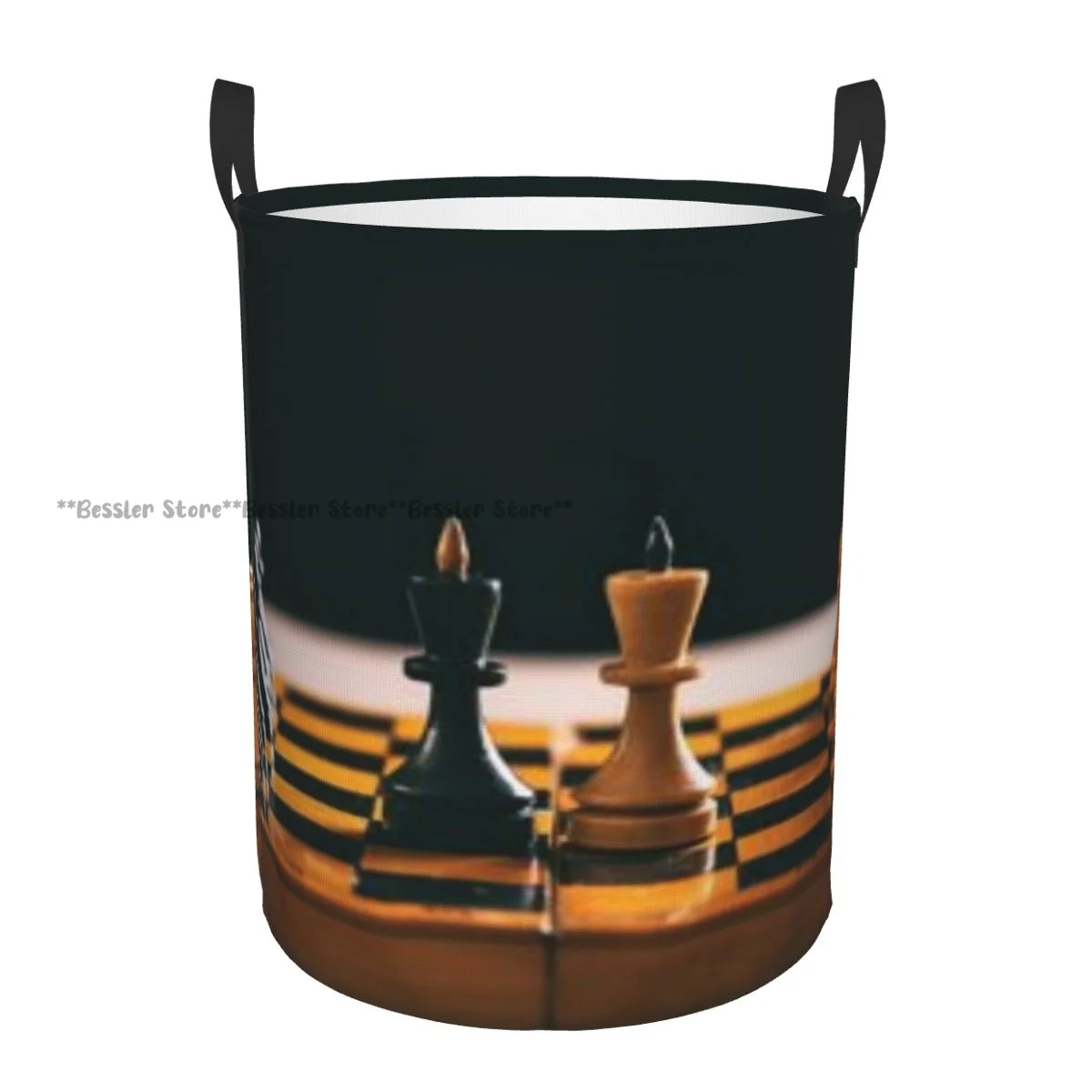

Foldable Laundry Basket for Dirty Clothes Vintage Wooden Chess Board And Figures Storage Hamper