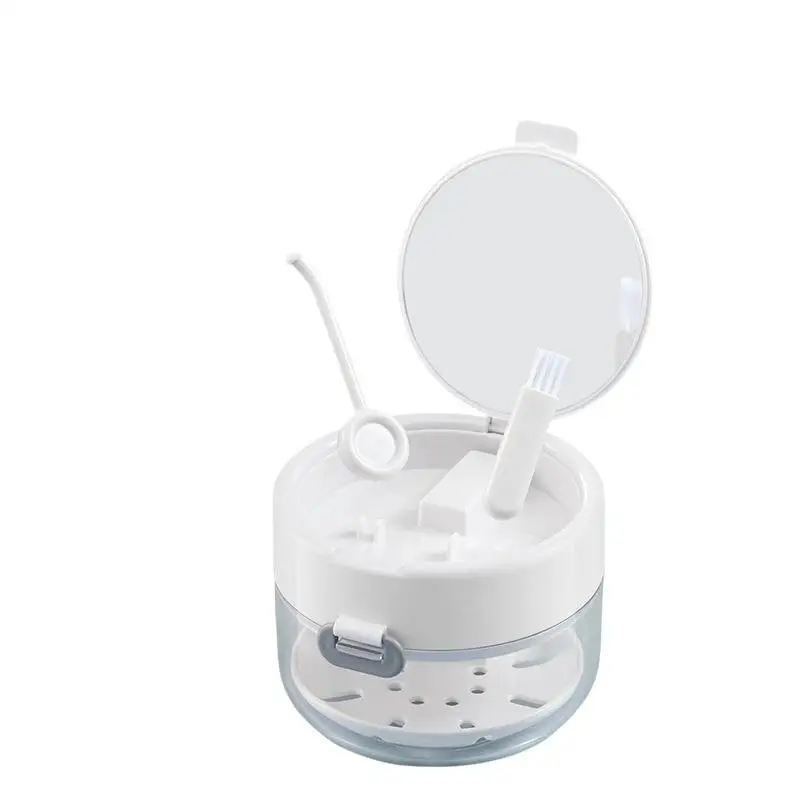 Tragbare 2-in-1-Mehrschichtige Zahnprothesen-Aufbewahrungsbox mit Clip-Deckel, Reinigungs- und Aufbewahrungsbox mit Reinigungsbürste, auslaufsichere Mundhygiene-Box – Detail 6