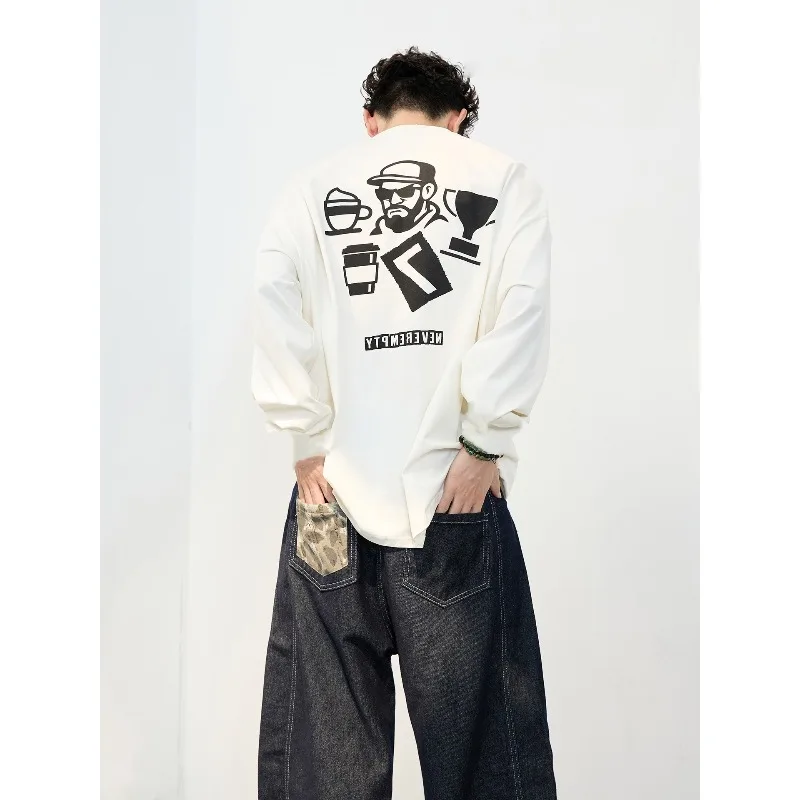 

Printed Long-sleeved T-shirt Men's 2025 New Sports Loose Quick-drying Breathable Round Neck Top NEVEREMPTY