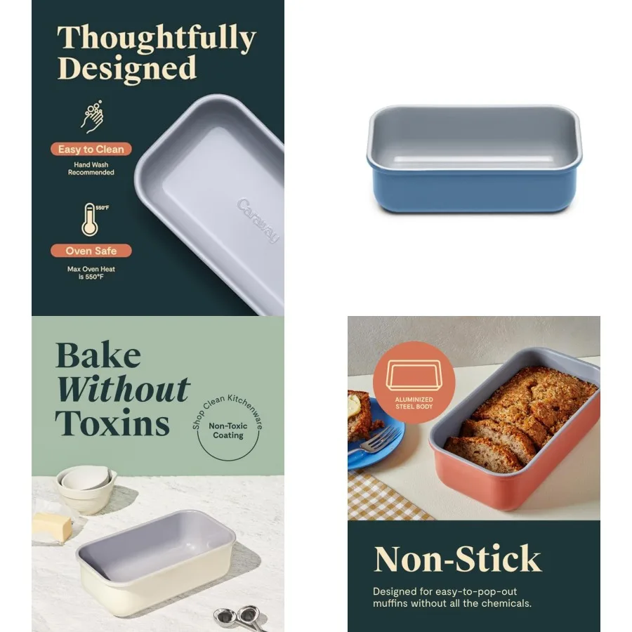 

Non-Stick Ceramic 1 lb - Naturally Slick Ceramic Coating - Non-Toxic, PTFE PFOA Free - Perfect for Pound Cakes, Breads, More