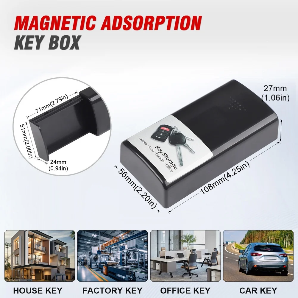 

For Garage Secure Key Lock Car Key Holder Car Storage Garage Organization 11.5*7.5*4CM Compact Magnetic Key Holder