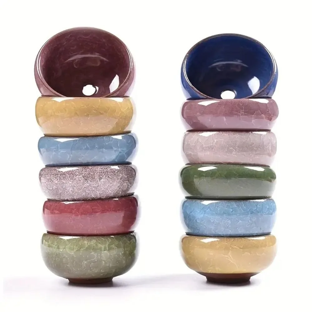 

Breathable Ice-Crack Glaze Ceramic Flowerpots Thickened Perforated Succulent Flowerpot Mini Cute Plants Planter Home Decoration