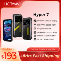 HOTWAV Hyper 7 5G Rugged Phone 6.6'' FHD+ 2K Display 10800mAh Mobile Phone 280LM 64MP Smartphone 8GB 256GB Android 14 Cellphone