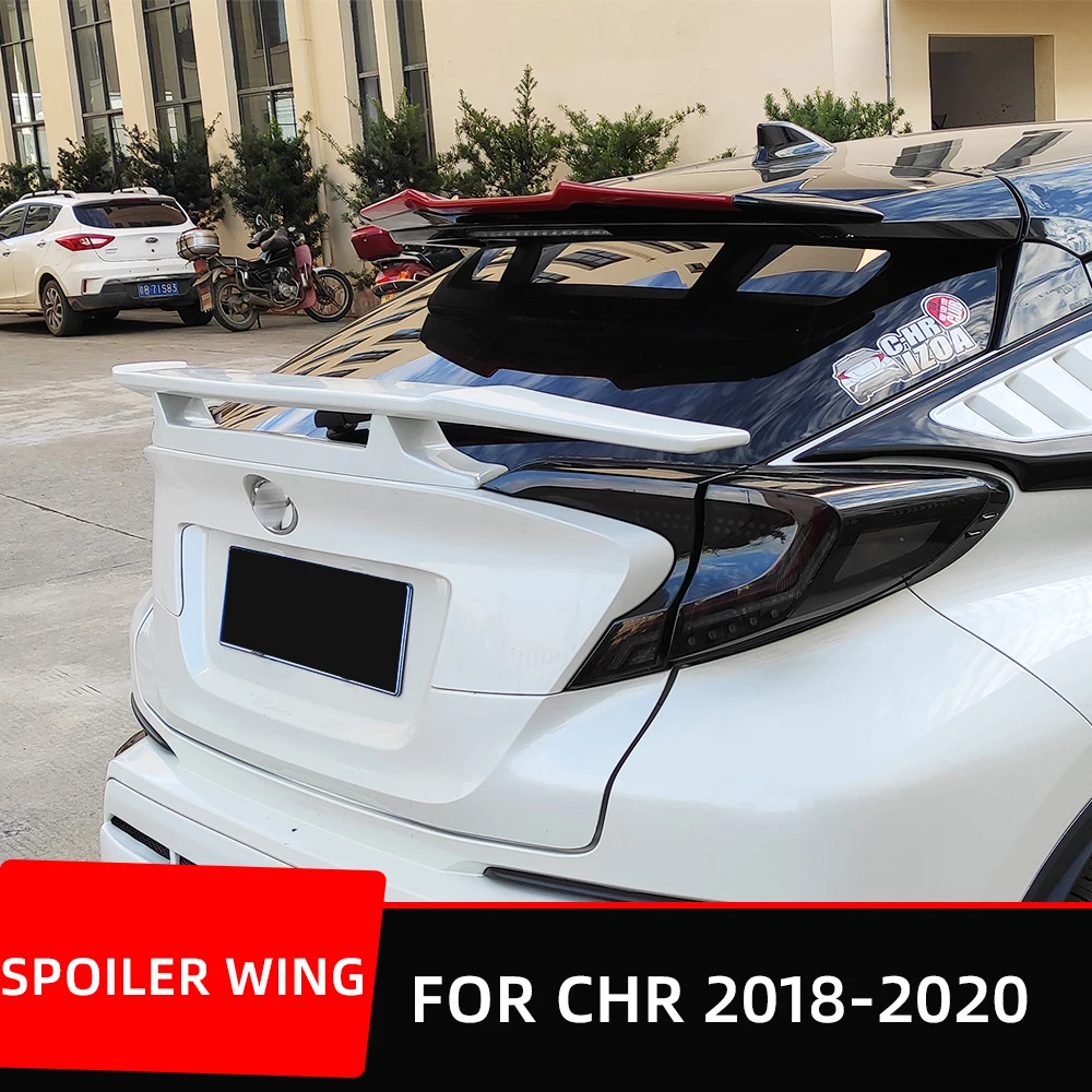 

Rear Roof Trunk Lid Spoiler Wings For Toyota CHR 2018 2019 2020 2021 FRP Carbon Fiber Material Glossy Black White Styling Parts