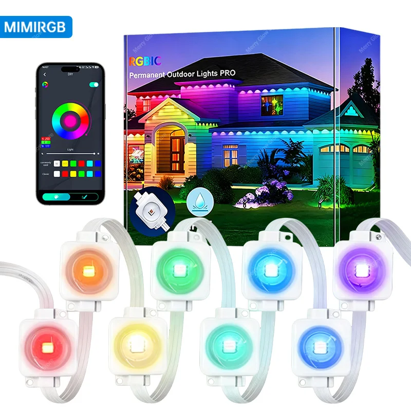 

200ft Permanent Outdoor Lights for House, Smart RGBIC LED Lights APP Control IP67 Waterproof Eaves Lighting for Christmas Decor