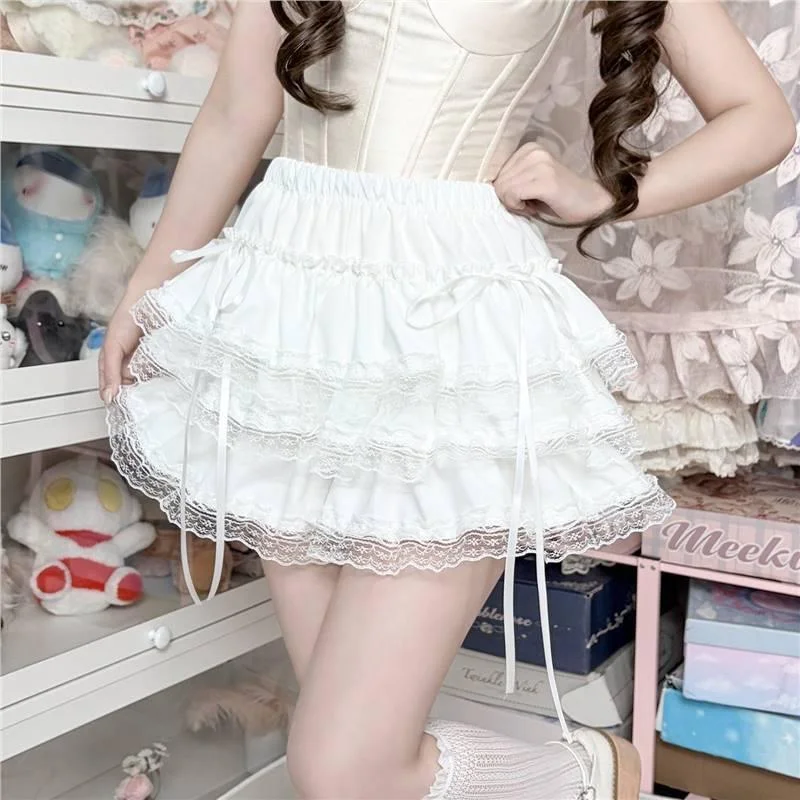 Lolita Skirt 60-84cm Petticoat Lace Ruffle Tiered Mini Dress Pumpkin Bloomers Safety Shorts JK Underskirt Cosplay Party Dressses
