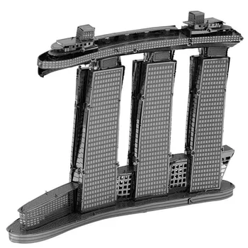 เกมปริศนาโลหะสำหรับเด็กแซนด์โรงแรม3D ชุดโมเดลจิ๊กซอว์ตัดด้วยเลเซอร์แบบทำมือ