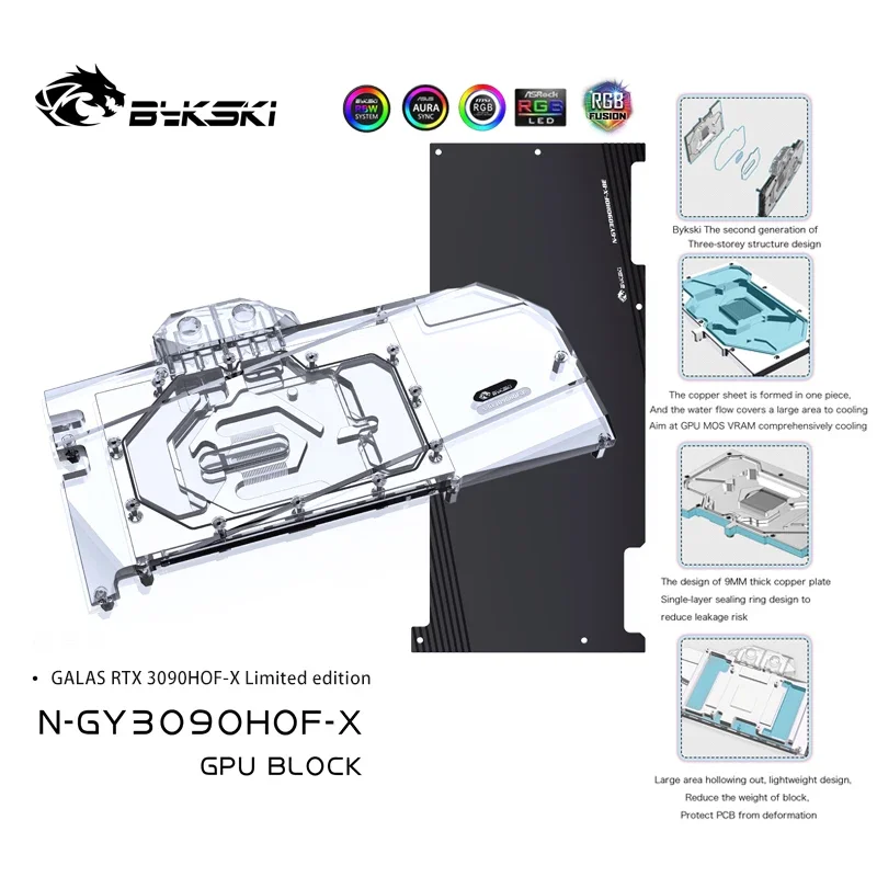 

Bykski N-GY3090HOF-X GPU Water Cooling Block for GALAX GeForce RTX 3090 HOF EXTREME,ARGB Full Cover Cooper Cooler with Backplate