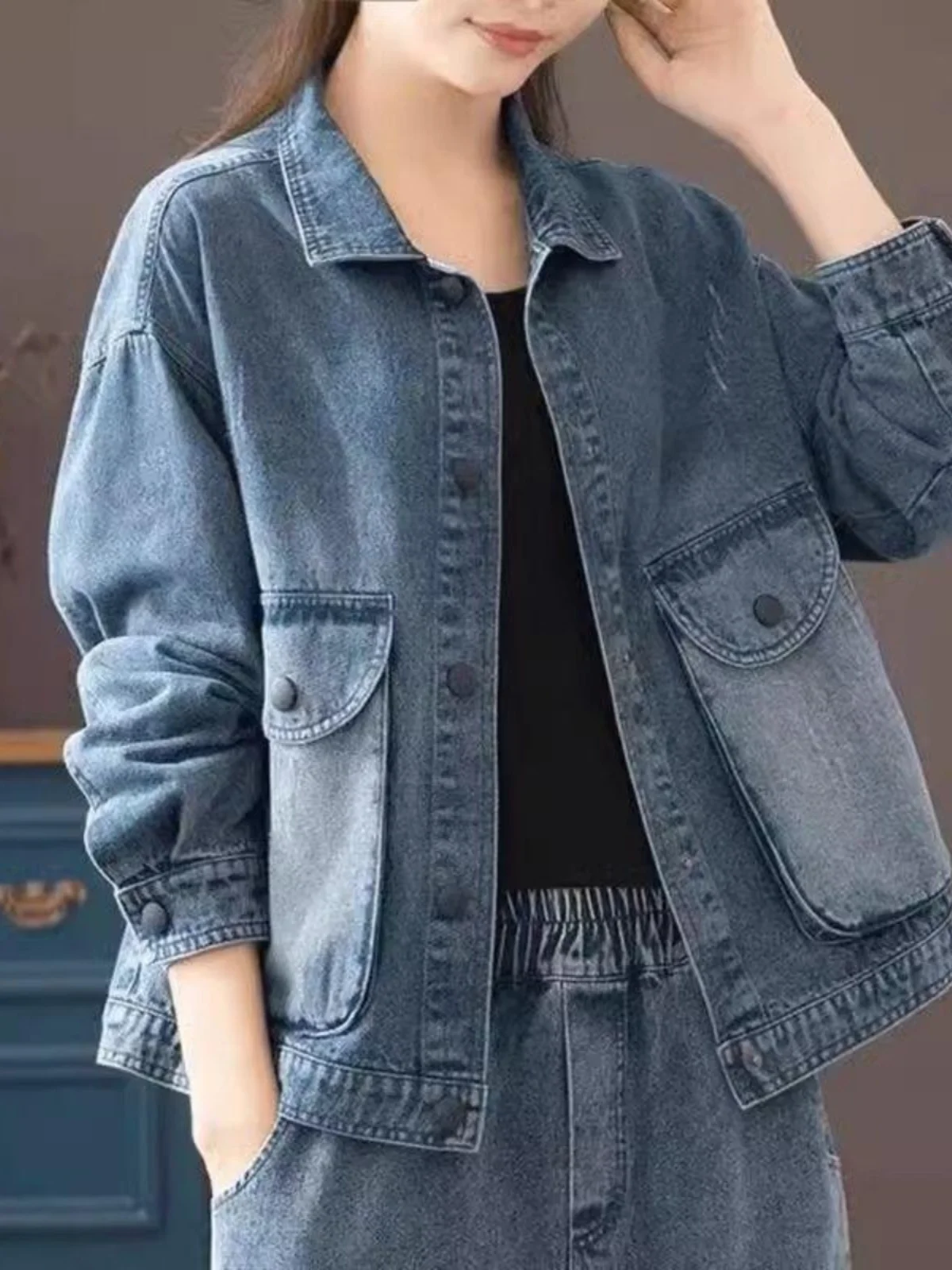 

New 2025 Casual Waed Denim Jaet Oversized Loose Heavy Embroidery Artistic Versatile Women's Spring Faion Outerwear