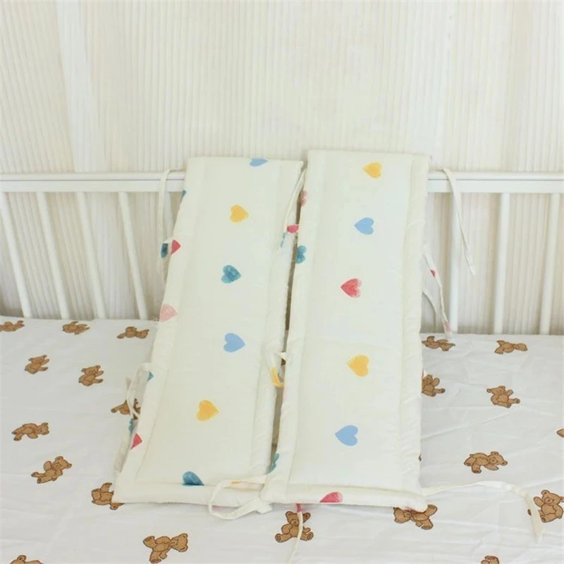 Korean Style Cartoon Printed Cotton Baby Bed Bumper Crib Anti-gnaw Bite Wrapping Edges Children Spliced ​​Bed Protect Bed Bumper