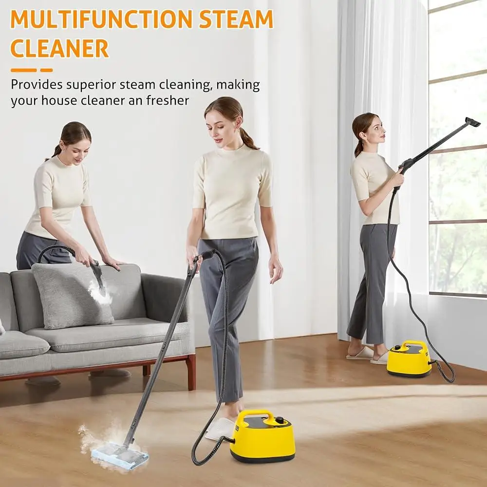 1500W Steam Cleaner Multipurpose High-Temp Floor Mop Pressure Washer 18" Surface Cleaner Home Kitchen Bathroom Car Cleaning
