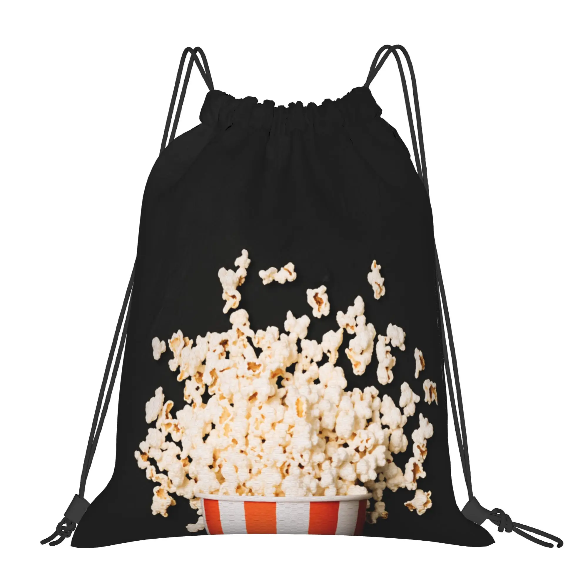 Popcorn-themed Drawstring Bag  Sports Travel Unisex BackpackLarge Minimalist Sackpack String Bags