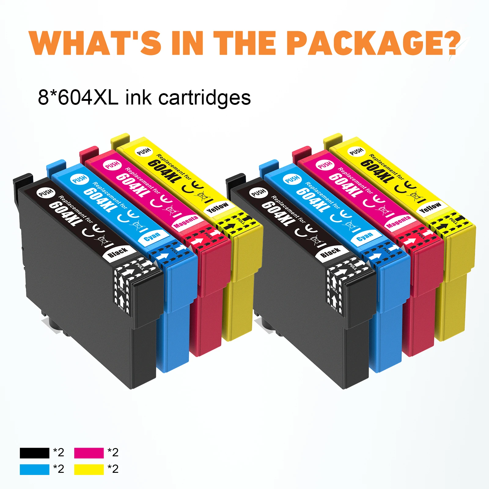 8 x 604XL Tintenpatrone kompatibel für Epson XP-2200 2205 3200 3205 4200 4205 WF-2910DWF 2930DWF 2935DWF 2950DWF