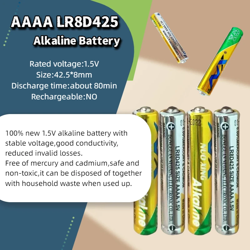 

AAAA LR8D425/LR61/AM6/MN2500 1.5V Alkaline Battery for Stylus Pen Bluetooth Headset Flashlight Clock Toys Primary Batteries