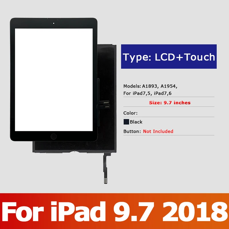IPad用LCDタッチスクリーン,9.7インチ,2018世代,組み立て部品a1893