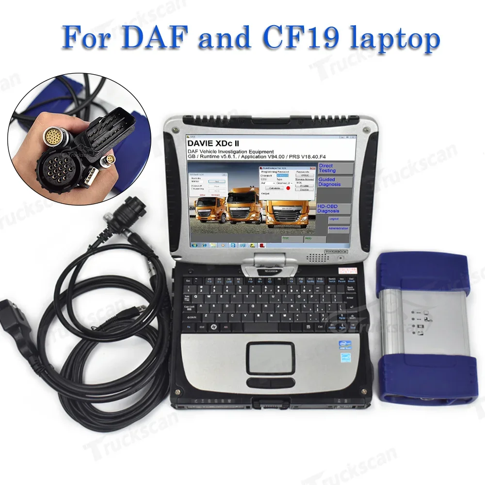 2024Thoughbook CF19 and Heavy duty Truck diagnostic tool For DAF 560 MUX Diagnostic kit for daf PACCAR Davie software diagnostic