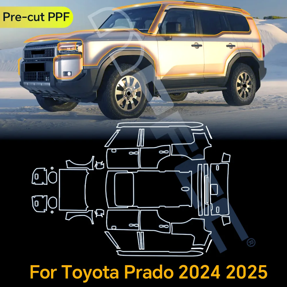 Voor Toyota Prado 2024 2025 TPU Verfbescherming Film Clear Bra Carrosserie Antikras Voorgesneden PPF Onzichtbaar Bestand Repareerbaar