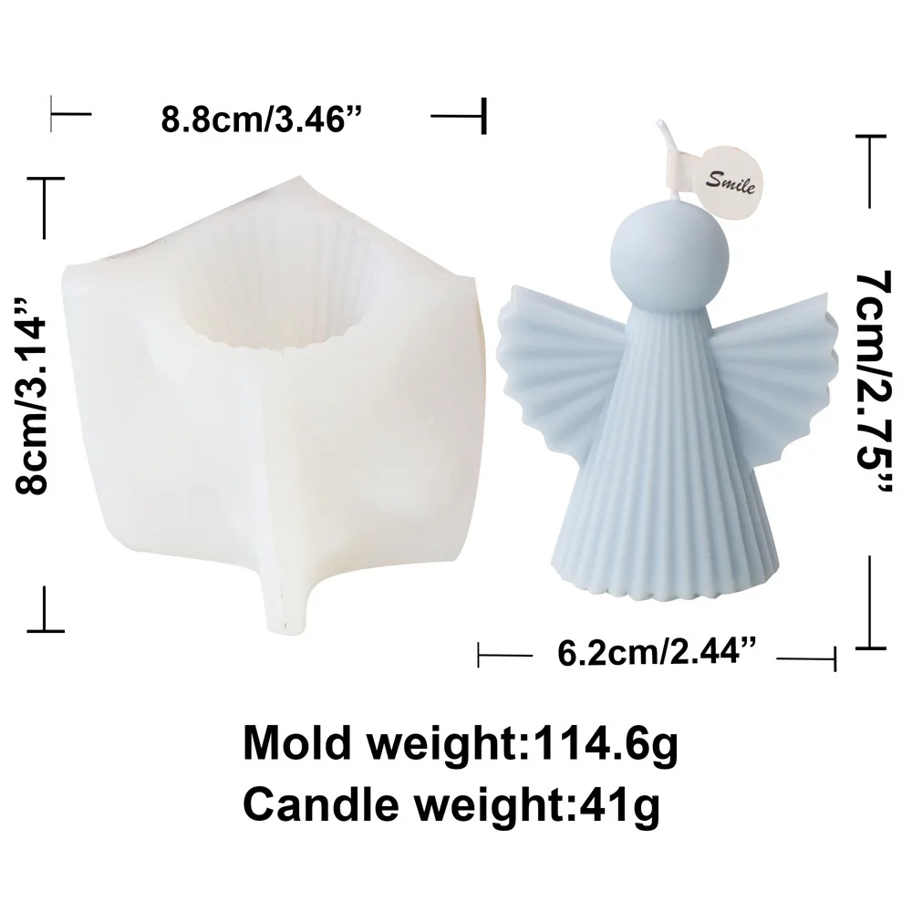 Molde de vela de ángel pequeño, molde de silicona de yeso de aromaterapia, rejilla de rayas de ala, tridimensional, macho y hembra