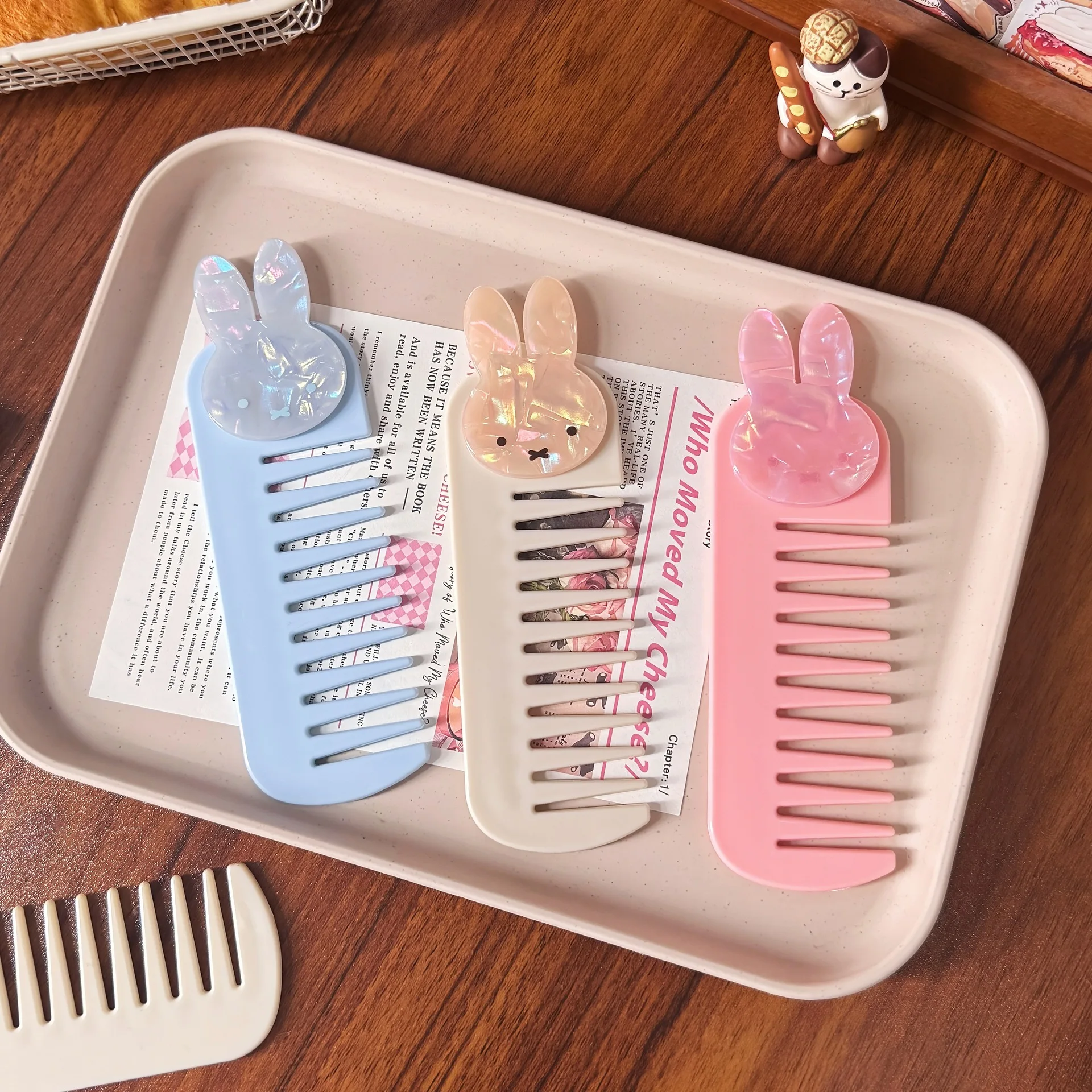 Cute Miffy Rabbit Wide Tooth Comb Kawaii Hair Detangling Comb Portable Anti‑Static Hair Brush Daily Hairdressing Accessories