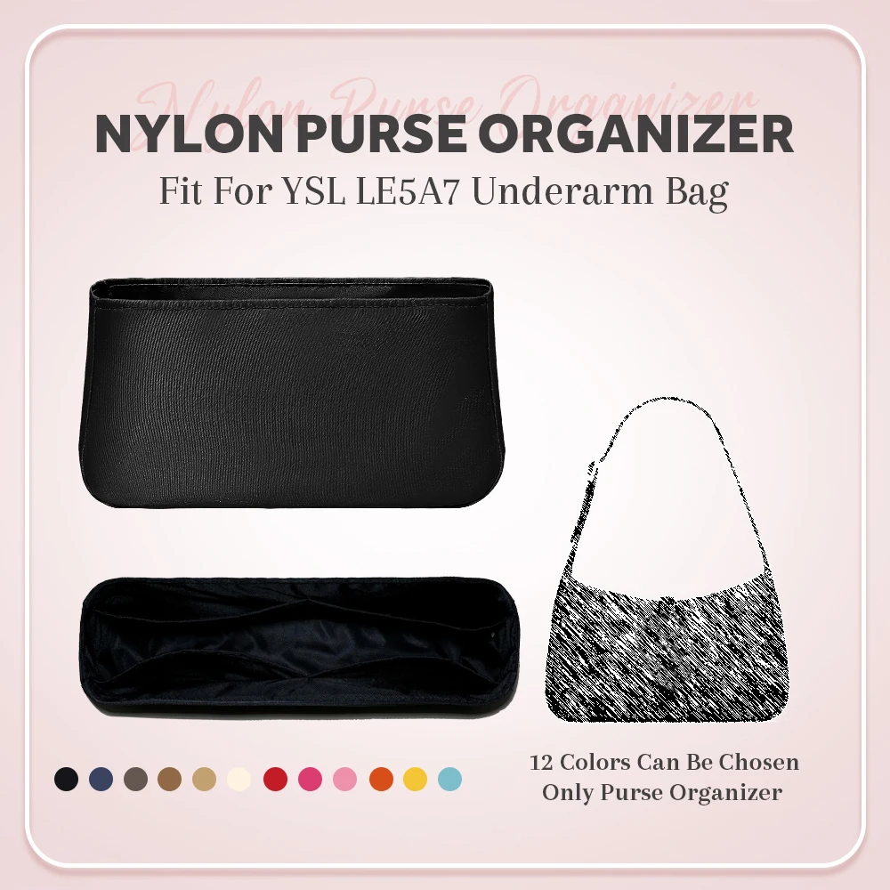 

Nylon Purse Organizer Insert, Mini Inside Organizer Insert Fit for YSL LE5A7 Underarm Bag Zipper Inner Liner Bag Organizer